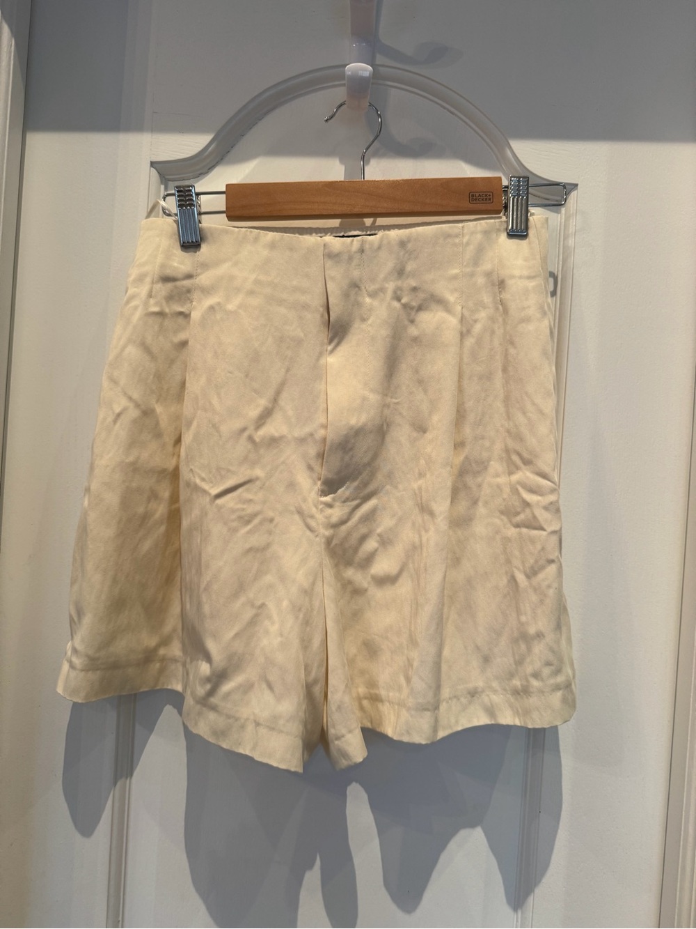 Cream High-Waist Tailored Shorts